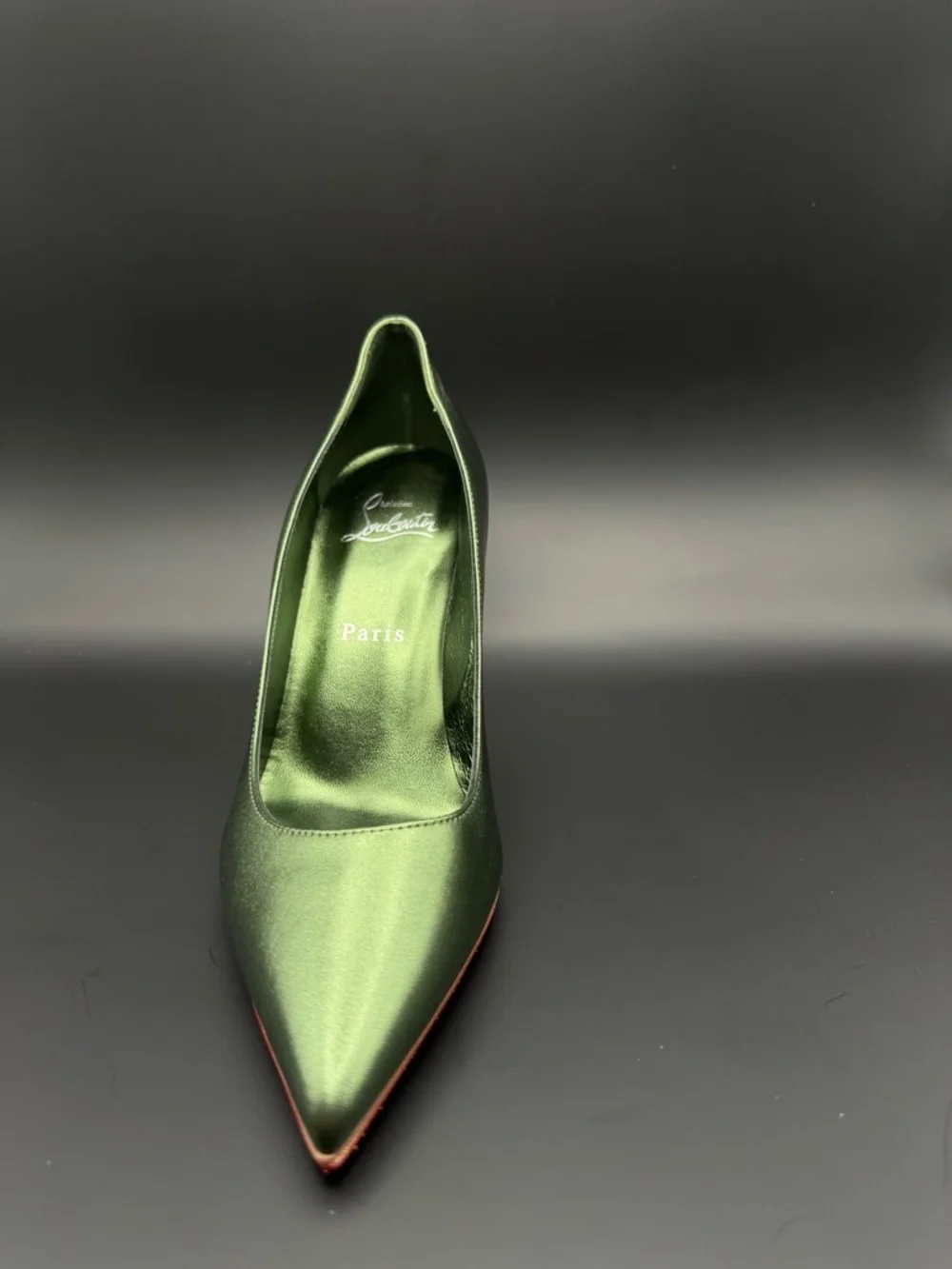 Christian Louboutin Kate 100 Metallic Green Forest Pumps Heels EU 37 - Picture 3 of 13